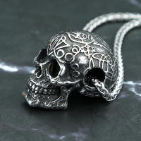 Collar De Esqueleto Punk Gótico Retro Para Hombres Acero Inoxidable Pendiente De Calavera Motociclista Joyería De Amuleto Regalo - details 1