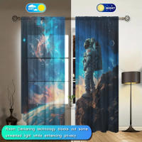 2pcs Cortina Astronauta Impresión Para Decoración De Hogar Tratamiento De Ventana Para Dormitorio Oficina Cocina Sala De Estar Y Estudio - details 2
