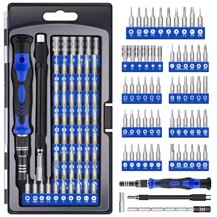 Juego De Destornilladores Precisi\u00f3n 62 En 1 Con Mango Y Eje Flexible Torx Phillips Para Tel\u00e9fono Reloj Laptop Material Acero Cromo-Vanadio Magn\u00e9tico - 1