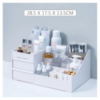 Organizador de escritorio para cosmeticos caja de almacenamiento con gran capacidad para maquillajes esmaltes de unas y joyeria organizador para maquillaje de plastico blanco - details 2