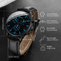 Reloj De Negocios Para Hombre 2PCS/set Reloj Analógico De Cuarzo Con Correa De Cuero Casual Joyería De Pulsera - details 5
