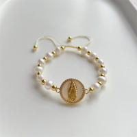 Pulsera De Perlas De Agua Dulce Virgen María Para Mujer Joyería Cristiana Con Encanto Regalo Para Amigos Pulsera De Cuero Genuino Con Cierre De Correa - details 6