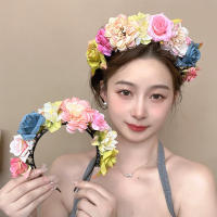 Diadema De Flores Coloridas Para Niñas Adorno De Cabello Simulación De Flor Corona De Novia Para Boda Accesorio Para Mujer - details 6