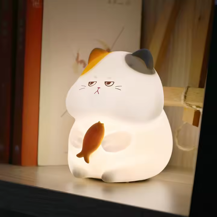 Luz Nocturna De Gato De Silicona Lindo Dimmer Recargable Para Decoración De Habitaciones De Niños Luz Táctil Sin Cable Para Dormitorio Infantil - 1