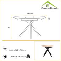 MOMMA HOME Mesa Extensible Revocu en Color Roble y Negro - Mesas de Comedor - Muebles de Salón y Hogar - details 1