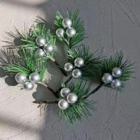10pcs Ramas De Pino Verdes Simuladas Para Adornos Navideños Arreglos Florales Decoraciones De Fiesta Accesorios De Flores - details 10