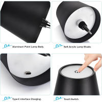 Lámpara De Mesa Inalámbrica Para Botella Con Control Táctil Y 3 Colores Iluminación Nocturna Ajustable Para Barra Vino Escritorio - details 2