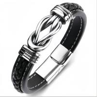 Regalo de los hombres pulsera de metal de cuero de los hombres Punk de titanio de acero inoxidable de moda personalizada pulsera de joyería de la mano Regalo de los hombres Padre / Abuelo de Navidad de los hombres de San Valentín Día del Padre de regalo - details 1
