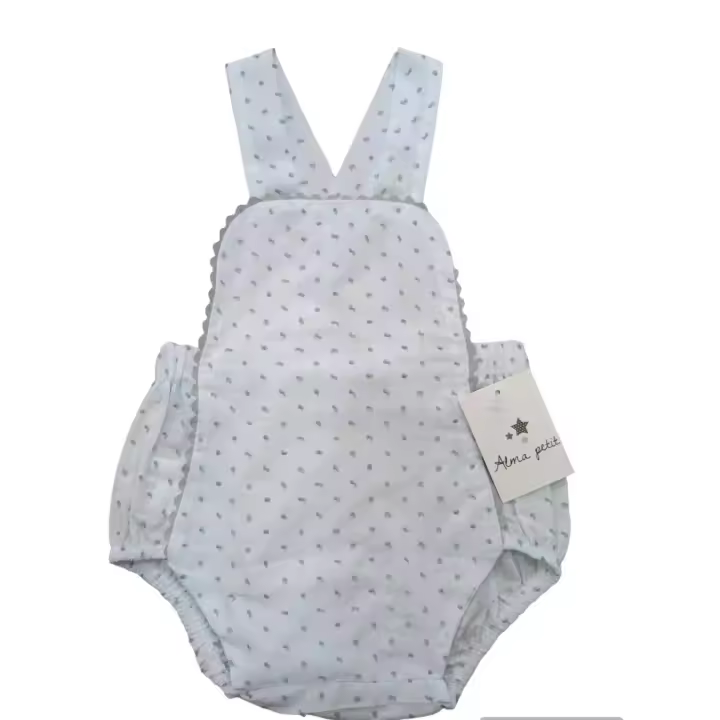 Peto de bebe blanco de plumeti con gris en color unisex - 1