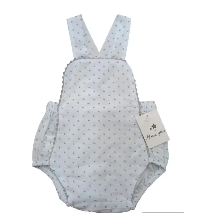 Peto de bebe blanco de plumeti con gris en color unisex - 1