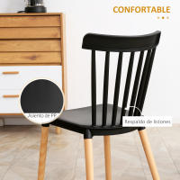 HOMCOM Juego de 4 Sillas de Comedor Estilo Nórdico Sillas de Cocina con Respaldo Alto Asiento de Polipropileno y Patas de Madera de Haya Carga 120 kg 48x52,5x83 cm - details 4
