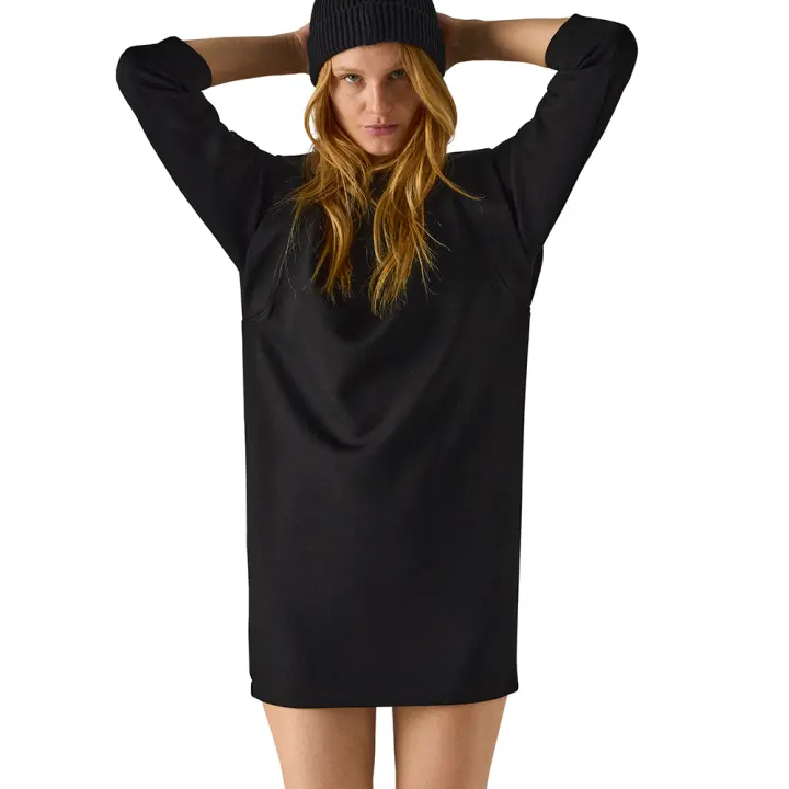 Ysabel Mora - Vestido liso manga larga negro - 1