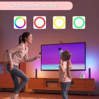 FGNS Máquina de Karaoke para adultos y niños, con 2 Micrófonos Inalámbricos, Altavoz Karaoke Portátil con Luz LED y Efectos de Cambio de Voz, Mini Altavoz Bluetooth portátil con 2 micrófono, luces Led para fiesta en casa, regalos de cumpleaños. - details 3