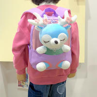 Mochila De Peluche Cartoon Para Niñas 2025 Con Diseño De Ciervo Kawaii En Purple/Pink Ideal Para Viajes Al Aire Libre Y Escuela Regalos Para Niñas - details 1