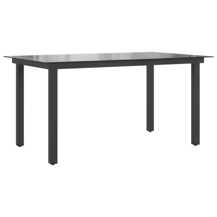 Mesa de Jardín de Aluminio y Vidrio Negra 150x90x74 cm - 1