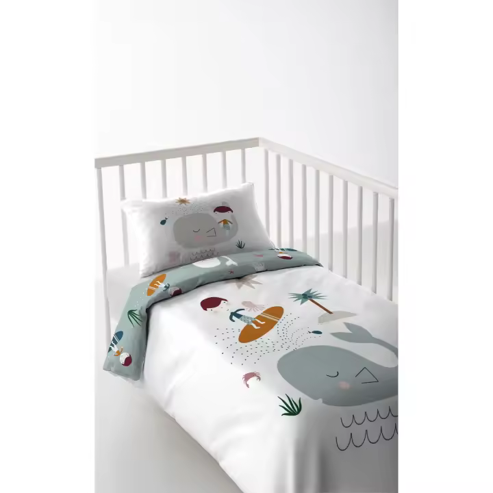 FUNDA NORDICA CUNA/MAXICUNA INFANTIL BEBÉ 100% ALGODÓN SURF HACIENDO EL INDIO FABRICADO EN ESPAÑA - 1