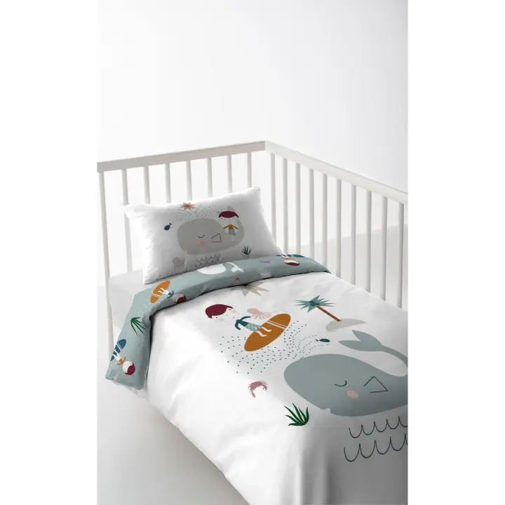FUNDA NORDICA CUNA/MAXICUNA INFANTIL BEBÉ 100% ALGODÓN SURF HACIENDO EL INDIO FABRICADO EN ESPAÑA - 1