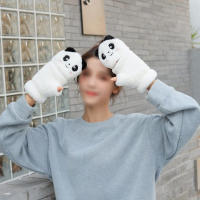 Guantes De Piel De Conejo Y Gato Para Mujer Guantes De Invierno De Plush Cálidos Y Suaves Medio Dedo Flexibles Y Gruesos - details 31
