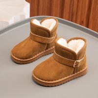 Botas De Nieve Para Niños Y Niñas Con Hebilla Y Peluche Grueso Color Sólido Botas Cortas De Tobillo Flexibles Y Cálidas Para Hombres Y Mujeres Tallas 23-36 - details 21
