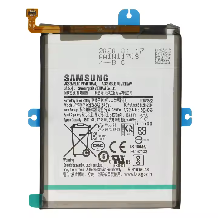 Batería Original Samsung EB-BA715ABY para Samsung Galaxy  A71 ( SM-A715F ) / Capacidad 4500mAh /  Service Pack - 1