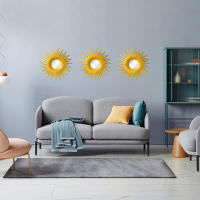 Espejo Redondo En Forma De Sol Colgante Dorado Boho Vintage Decoración Para Pared Sala De Estar Baño Adornos De Fondo - details 2