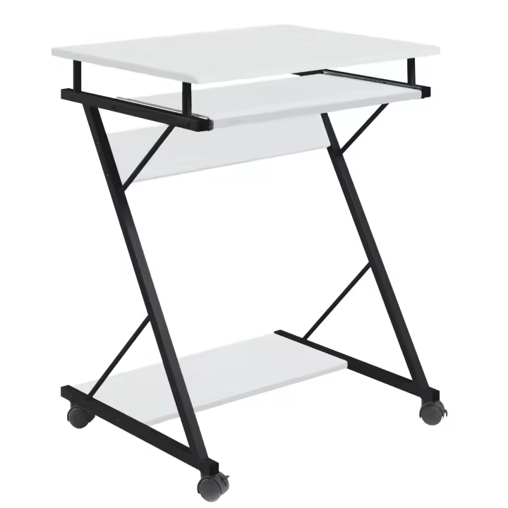 Mesa Escritorio Volta de Oficina Bandeja Extraíble Blanco y Negro 60x75x48 cm - 1