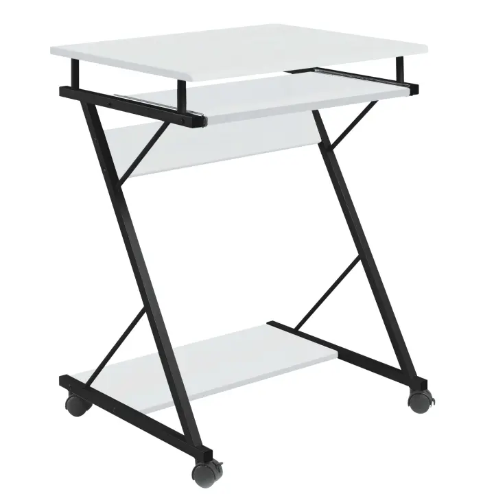 Mesa Escritorio Volta de Oficina Bandeja Extraíble Blanco y Negro 60x75x48 cm - 1