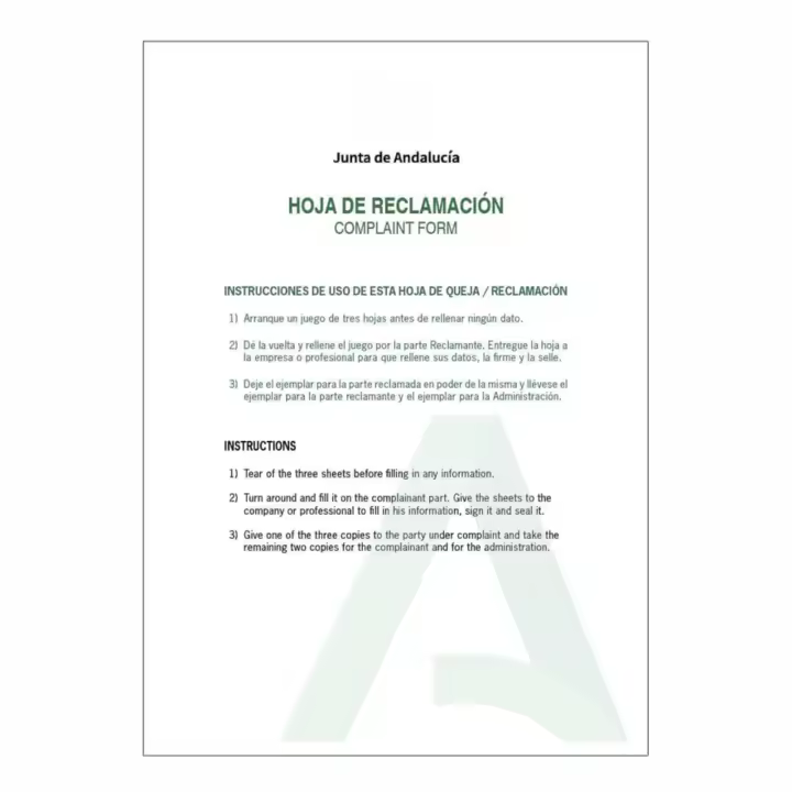 Liderpapel Libro de Hojas de Reclamaciones Junta de Andalucía A4 25 Juegos Autocopiantes - 1