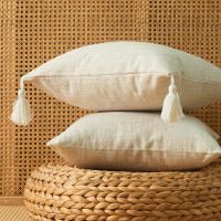 Funda De Cojín De Algodón Linen Verde Con Borla Boho Regalo Para Sofa Decoración De Hogar Navidad Estilo Rústico Americano - details 9