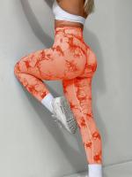 Pantalones De Yoga De Cintura Alta Sin Costuras Con Glúteos En Tie-Dye Para Mujer Elasticidad Fitness Leggings De Nylon - details 12