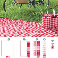 Manta De Picnic 140x190cm Roja a Cuadros Lavable Y Ligera Con Manija Para Senderismo Viajes Al Aire Libre Y Camping En Parques - details 2