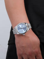 Reloj De Pulsera De Lujo Para Hombre Estilo Casual Y Deportivo Calendario Integrado Acero Inoxidable Movimiento Cuarzo Clásico Y Negocios - details 14
