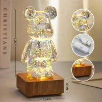Luz Nocturna Proyección De Fuegos Artificiales Oso 3D USB Con Colorido Y Dimming Para Decoración De Habitación Y Ambiente - details 4