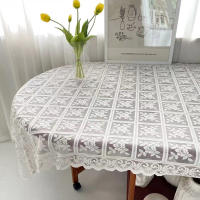 Mantel De Lantejuelas Bordadas Antiguas De Color Sólido Elegante Con Diseño De Flores Rectangular 100% Poliéster Para Uso En Hogar Fiesta Boda Y Banquete - details 3
