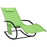 vidaXL Tumbona mecedora de acero y textileno Negro, Gris, Crema Sillas de Exterior Ideal para jardín, playa, piscina, terraza Tumbona Piscina Tumbonas Playa Tumbonas Jardín Exterior - details 2
