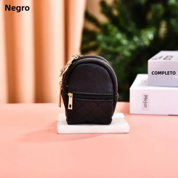Mini Monedero De Cuero PU Para Mujer Y Niñas Con Cierre De Cremallera Y Llavero Portátil Colgante De Billetera Pequeña En 4 Colores - 1