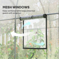 Invernadero túnel para tomates Outsunny Garden Superficie del suelo 6 m² 3L x 2W x 2H m Marco tubular reforzado Puerta con cremallera 2 ventanas enrollables - Transparente - details 5