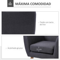 HOMCOM Sillón de Salón Moderno Butaca para Dormitorio con Reposabrazos y Patas de Madera Sofá Individual Carga 125 kg para Oficina Sala de Estar Gris Oscuro - details 4