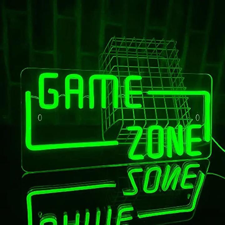 Game Zone LED Neón Sign Light Para Decoración De Pared Habitación De Juegos Cuarto De Juego Regalos Para Gamers Luz Neón LED De Colores Vibrantes Tamaño Ajustable