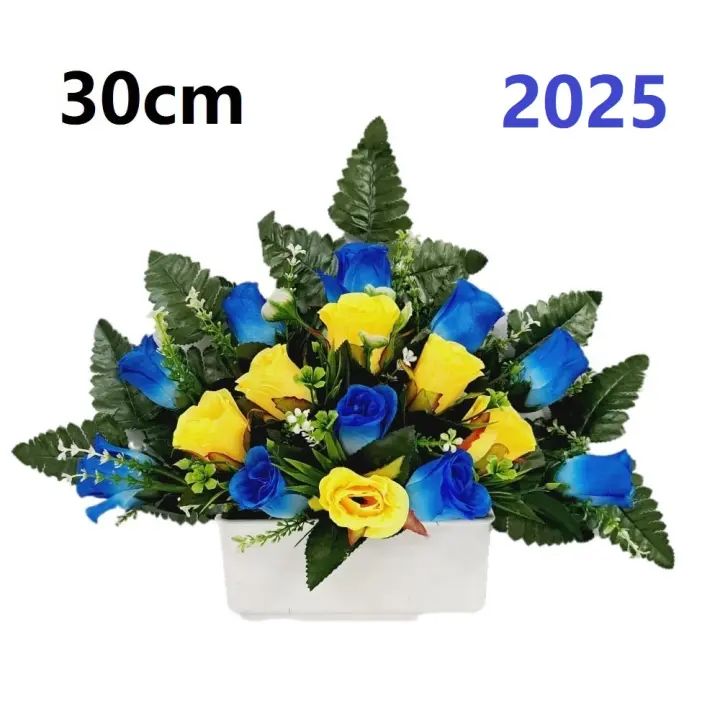 Centro de Flores para Cementerio Gerimport - Ramos de Flores para Todos los Santos - Flores Artificiales de Tela - Ancho 30cm - Alto 30cm - Personalizar Color y Medida - Contacto Directo con Nosotros - 1