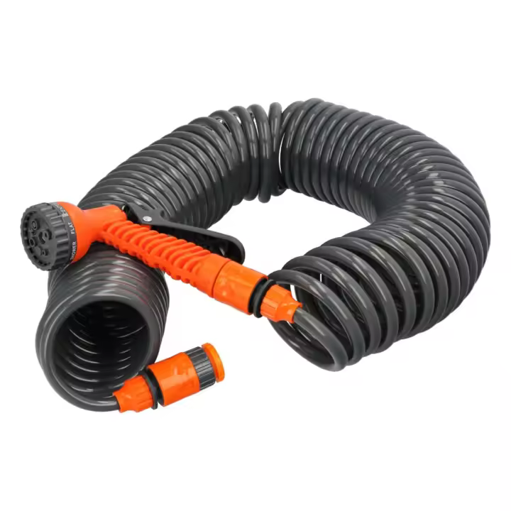 Manguera Extensible Espiral Autoenroscable Para Riego Jardin 15 MetrosCon Pistola y Conectores - 1