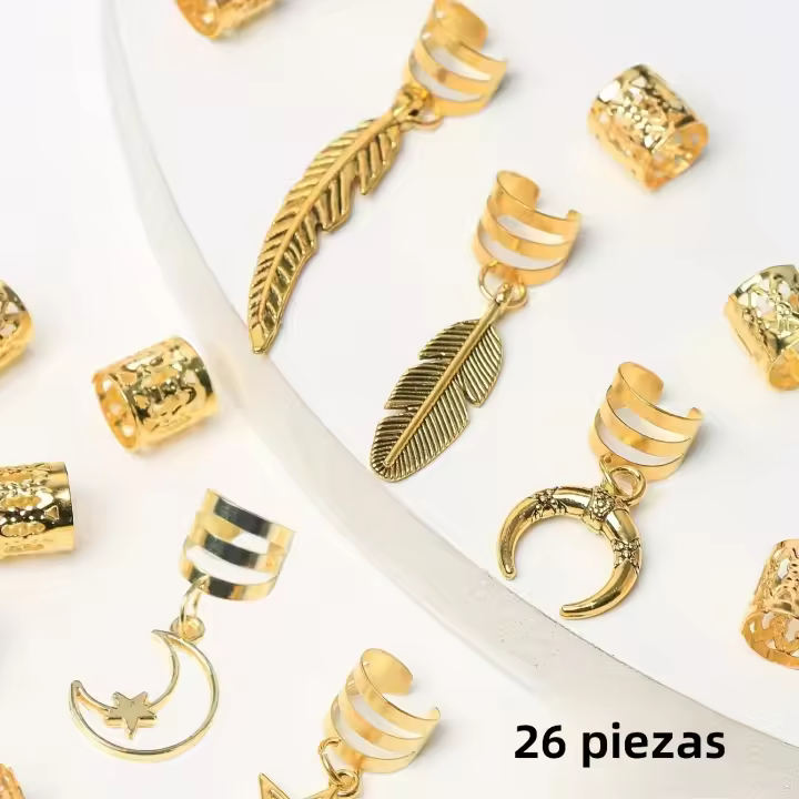 Accesorios Para El Cabello De Latón 26 Piezas Clips Para Dreadlocks Estilo Occidental Joyería Para Trenzas Para Mujeres Y Niñas - 1