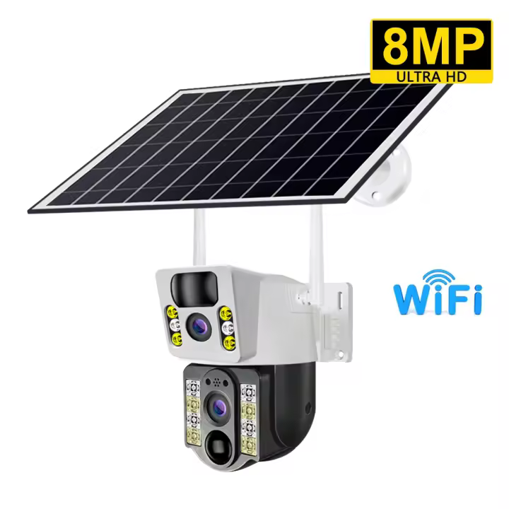 Cámara Solar Inalámbrica 4K 8MP Con Doble Lente Exterior V380 pro CCTV Protección De Seguridad Monitor Con Visión Nocturna Y Radar 4G Sim IP Wifi - 1