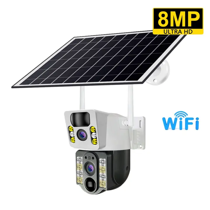 Cámara Solar Inalámbrica 4K 8MP Con Doble Lente Exterior V380 pro CCTV Protección De Seguridad Monitor Con Visión Nocturna Y Radar 4G Sim IP Wifi - 1