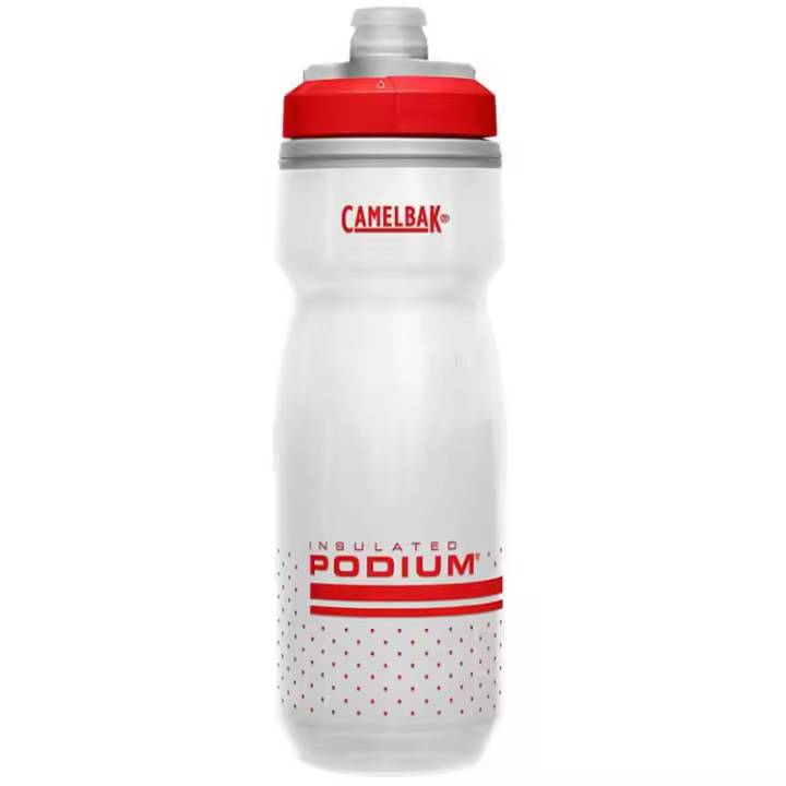 CAMELBAK | Bidón De Ciclismo PODIUM CHILL 710ml Blanco-Rojo - Con una construcción de doble pared para mantener el agua fría dos veces más que otras botellas, el CamelBak Podium Chill aislado es lo - 1