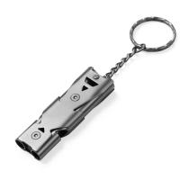Llavero De Silbato Doble Tubo Alta Decibelio Portátil Para Supervivencia En Camping Y Emergencias Herramienta Multifuncional - details 4