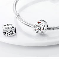 Encantos De Pareja De Niño Y Niña Platinados Con Circonia Para Pulsera O Collar Joyería Para Mujer Pendiente Clásico De Moda Vintage Romántico - details 51