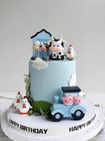 Nuevos Adornos Para Pasteles Temáticos De Granja Decoraciones Para Fiesta De Primera Cumpleaños De Bebé Ornamento De Vaca Tractor Y Pollo Para Cumpleaños Infantil - details 3