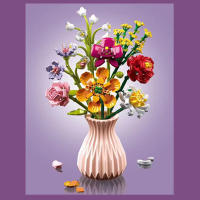 Bloques De Construcción De Bouquet De Flores Eterna Rosa Y Girasol Modelo De Planta Con Vaso Juguete DIY Para Niños Regalos Creativos Decoraciones De Escritorio - details 2