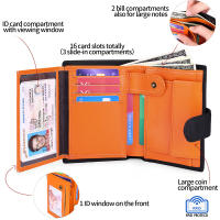 Cartera Hombre de Cuero, Billetera con Bloqueador RFID, Cartera Vertical para Hombre con 19 Ranuras para Tarjetas, 3 Ranuras para Billetes, 1Bolsillo para Monedas con Bot贸n - details 3